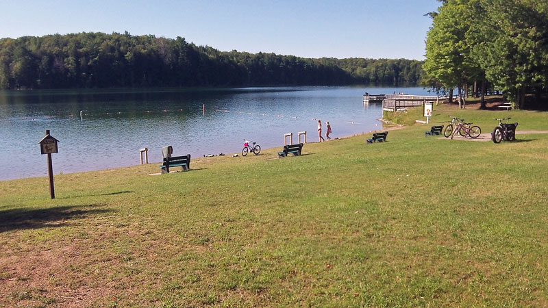 swimming at petes lake